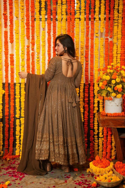 Premium Quality Chocolate Anarkali Suit Set