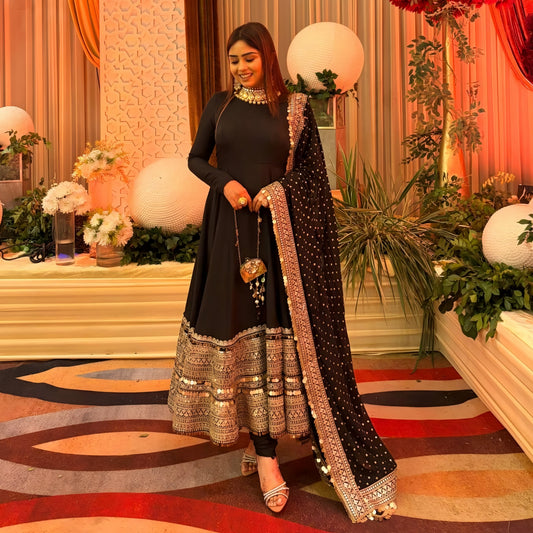 Liksha Premium Black Anarkali Suit Set