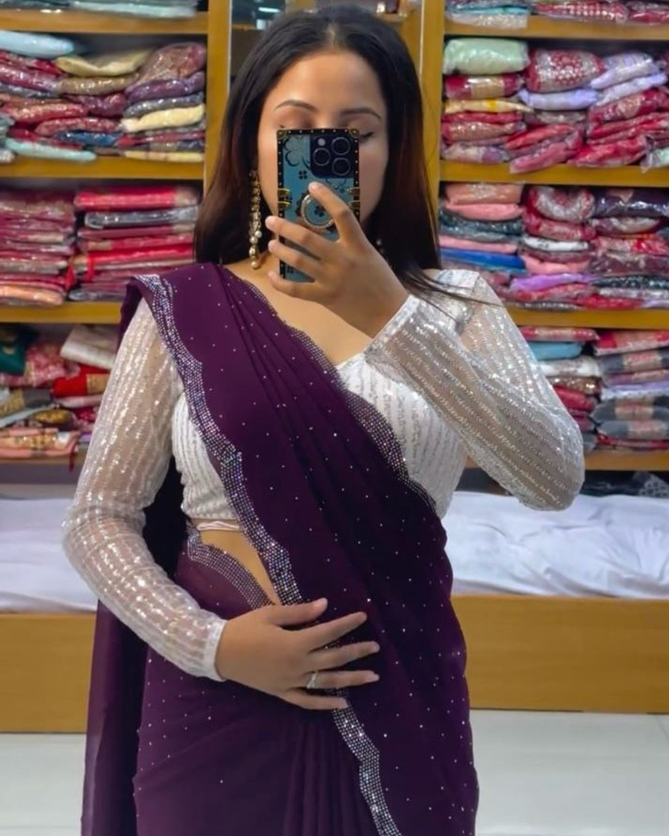 Bollywood Georgette Saree With Sequence Blouse