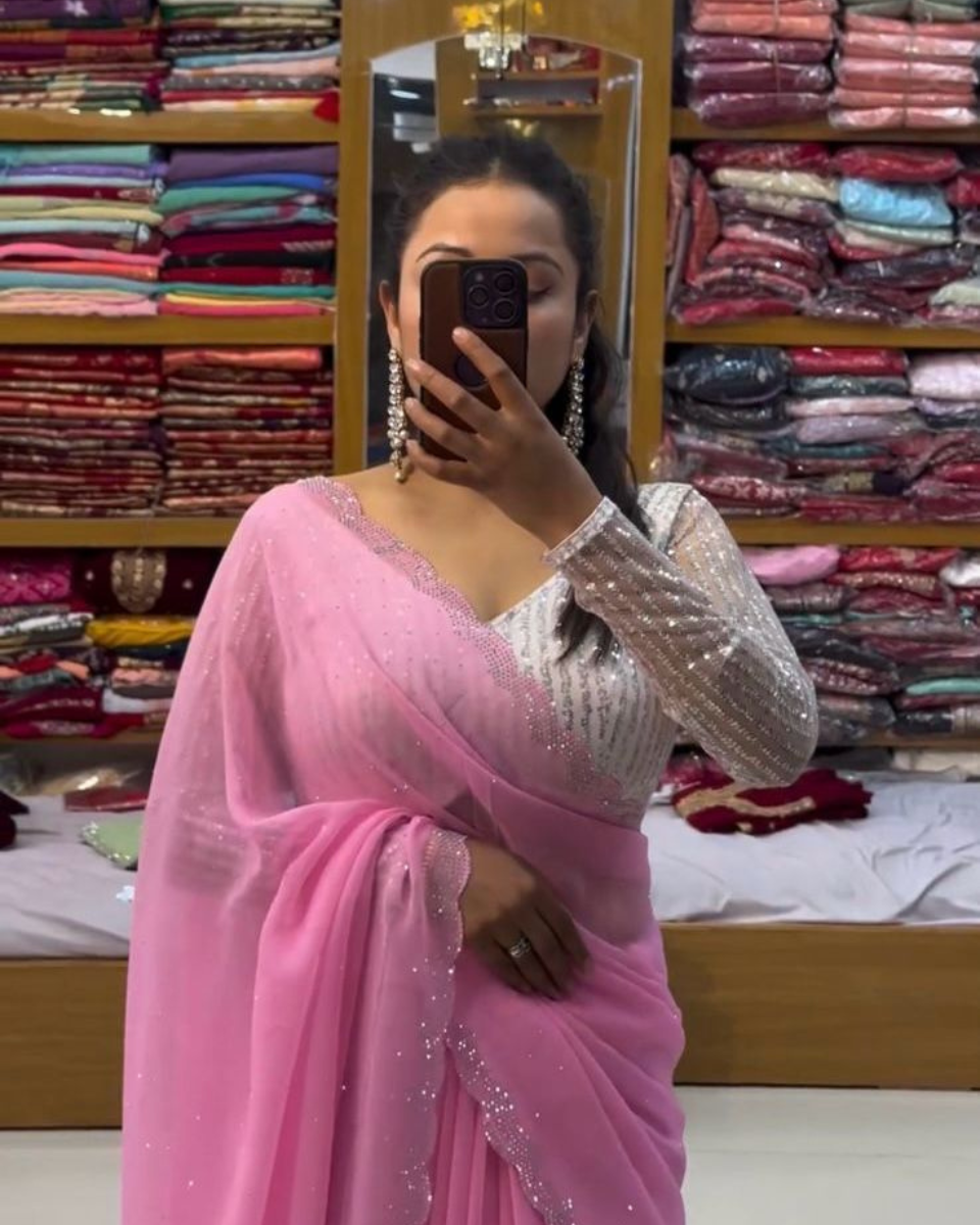 Bollywood Georgette Saree With Sequence Blouse