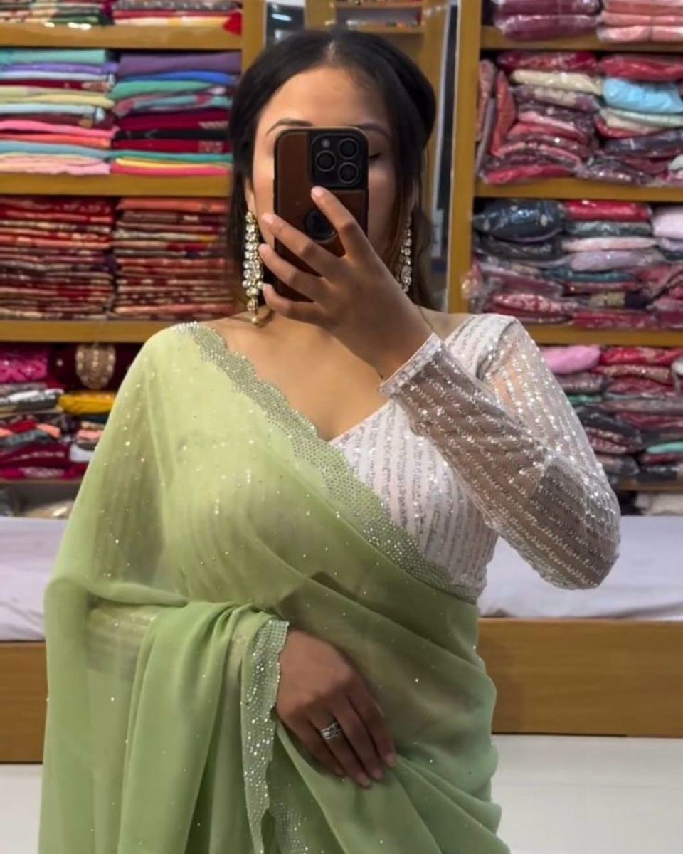Bollywood Georgette Saree With Sequence Blouse