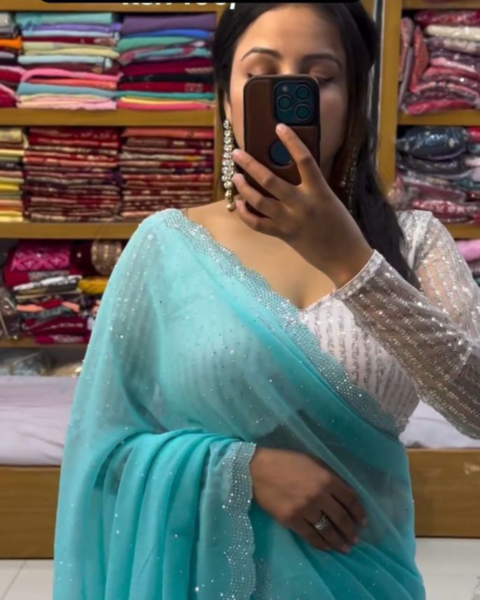 Bollywood Georgette Saree With Sequence Blouse