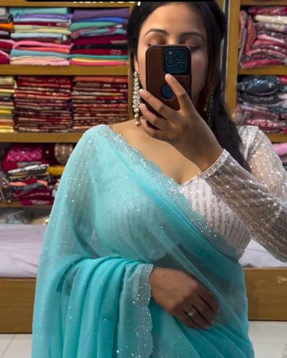 Bollywood Georgette Saree With Sequence Blouse