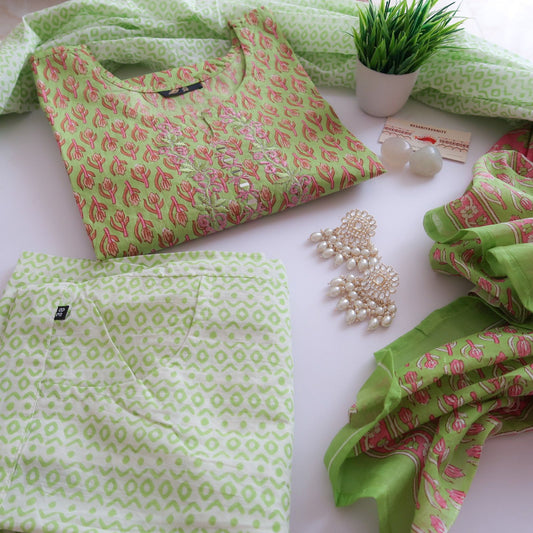 Spring Green Cotton Suit