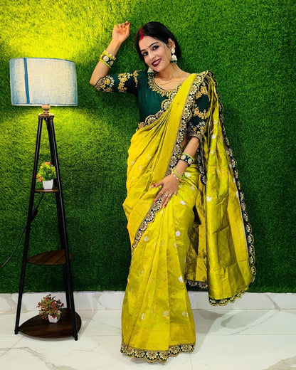 Rich Embroidery Designer Saree with Blouse For Wedding