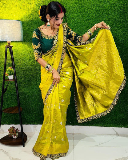 Rich Embroidery Designer Saree with Blouse For Wedding