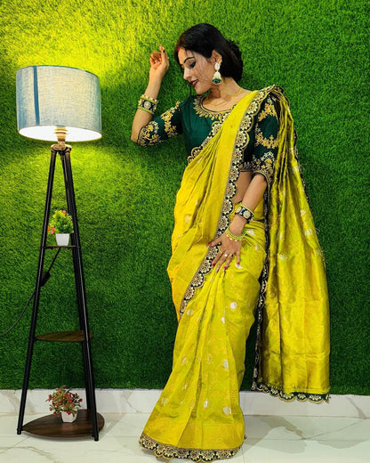 Rich Embroidery Designer Saree with Blouse For Wedding