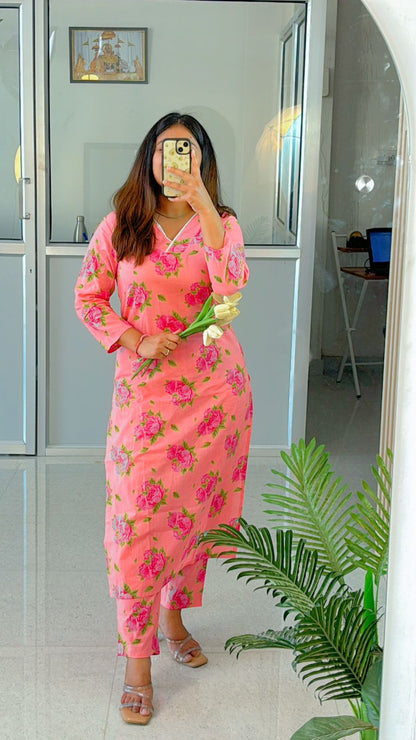 Hibiscus Lace Suit Set - Sukoon 4.0 (Slim Fit)