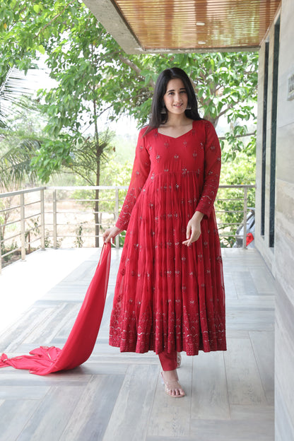 Maroon Premium Quality  Anarkali Suit Set