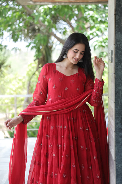 Maroon Premium Quality  Anarkali Suit Set