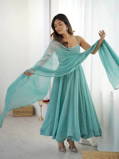 Niyara Sky Color Anarkali Suit Set