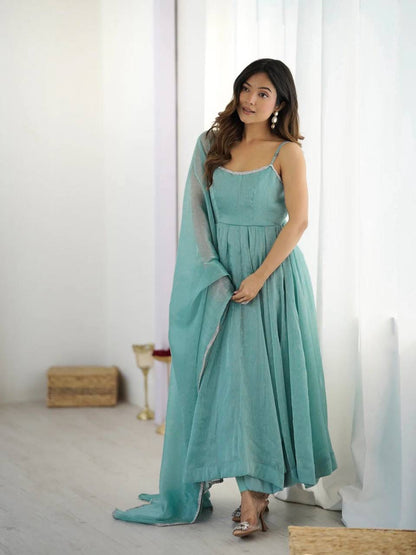 Niyara Sky Color Anarkali Suit Set