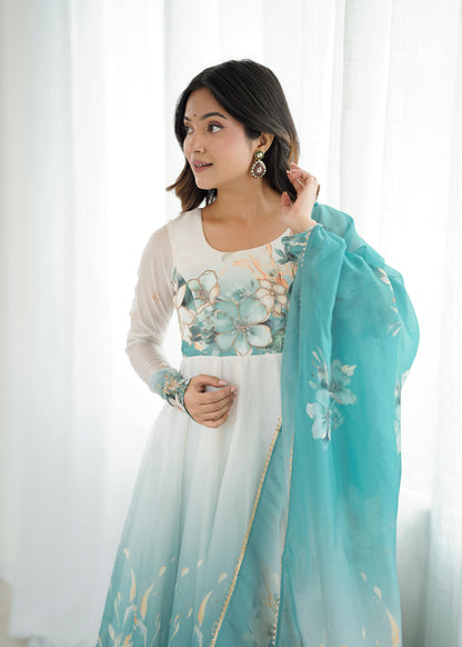 Piyara Aqua Blue Color Anarkali Suit Set