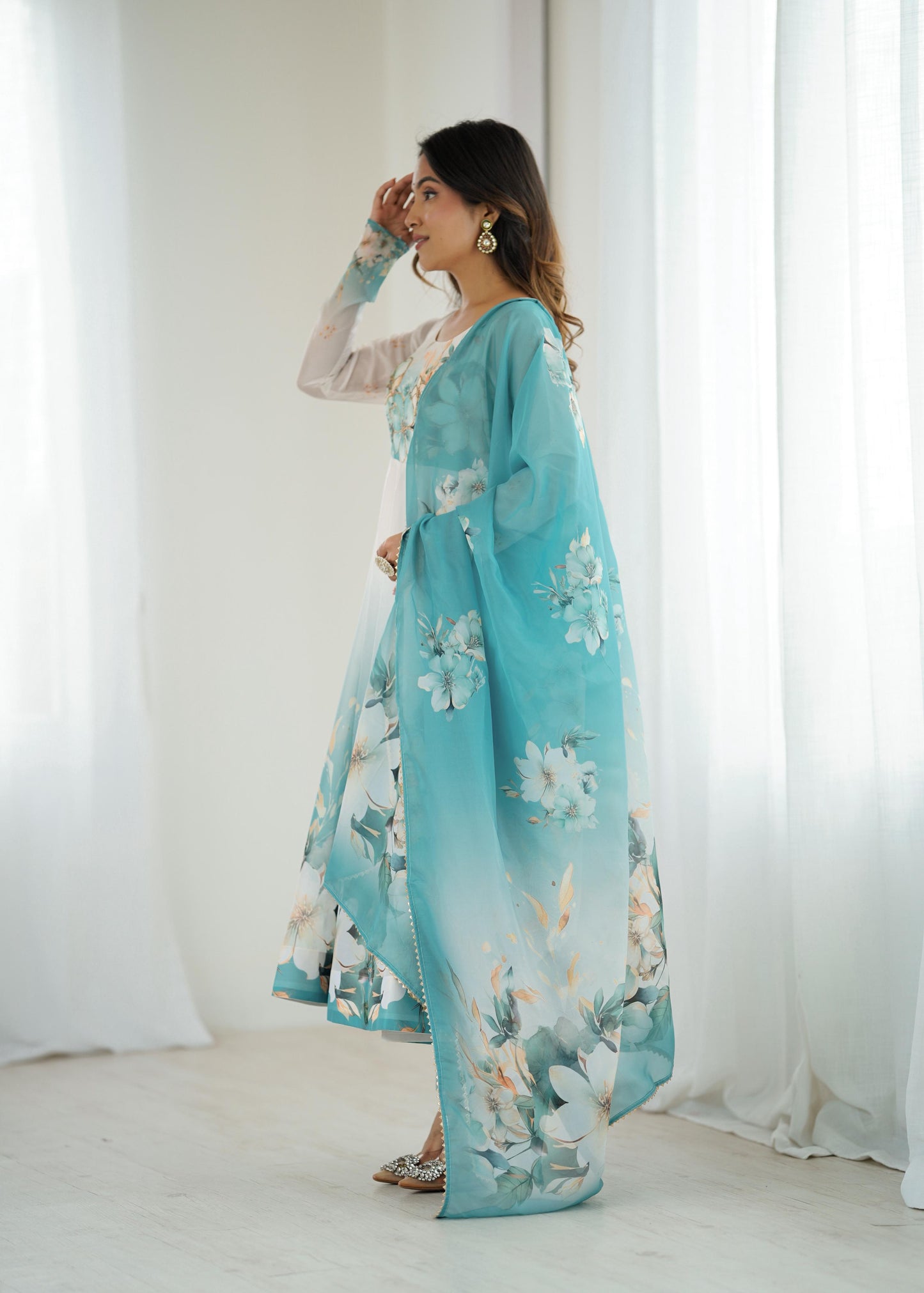 Piyara Aqua Blue Color Anarkali Suit Set