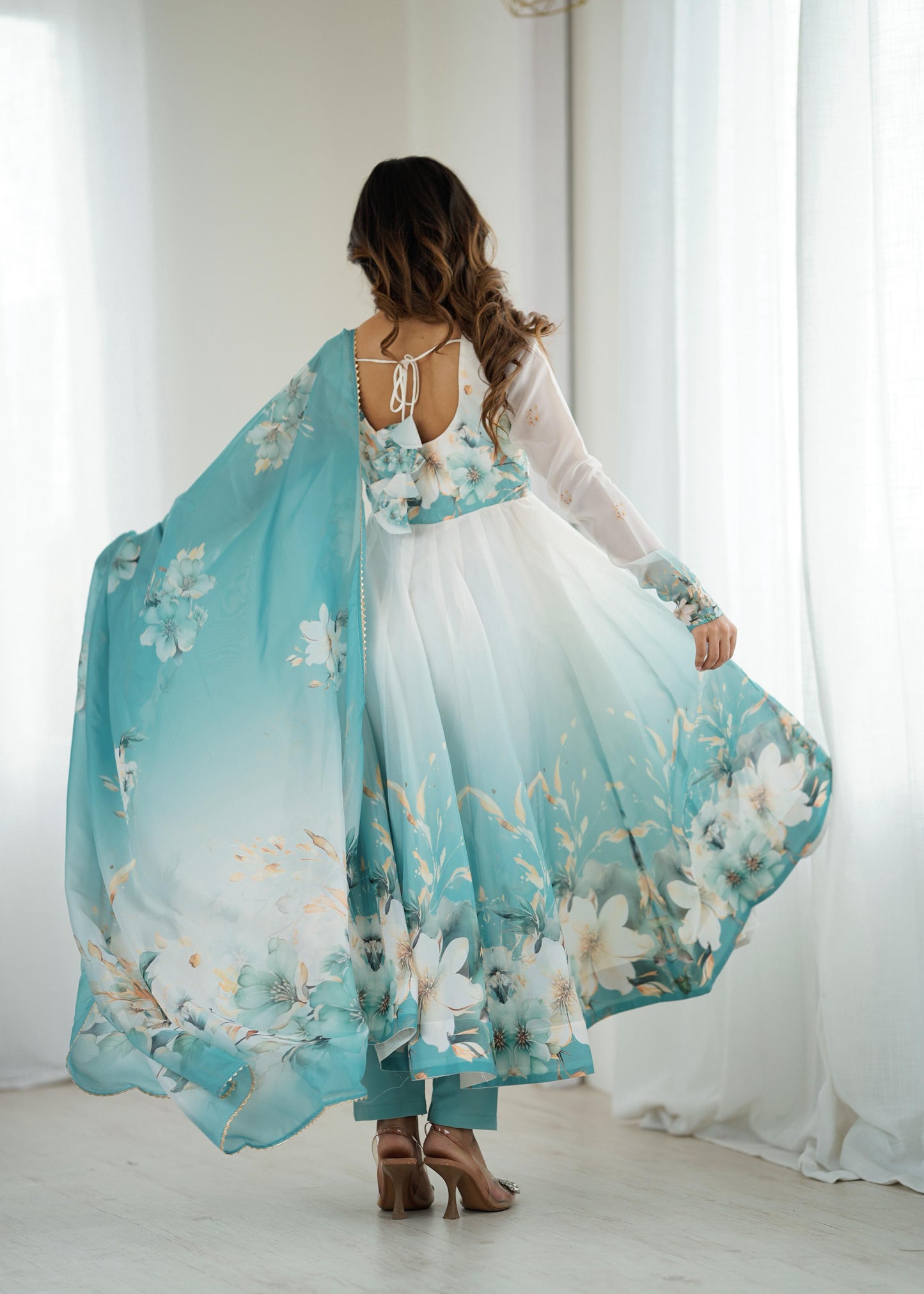 Piyara Aqua Blue Color Anarkali Suit Set