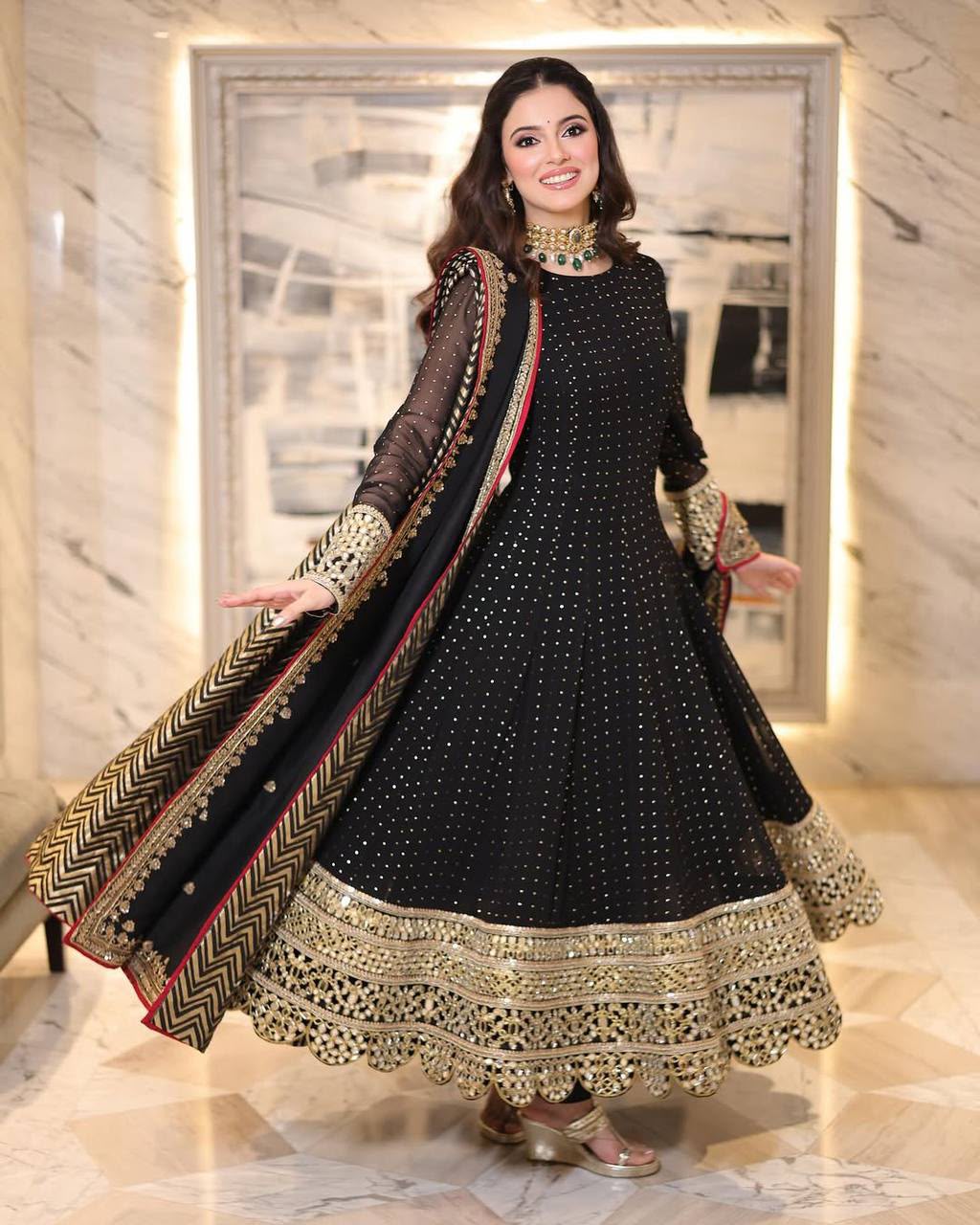 Kunza Black Royal Anarkali Set