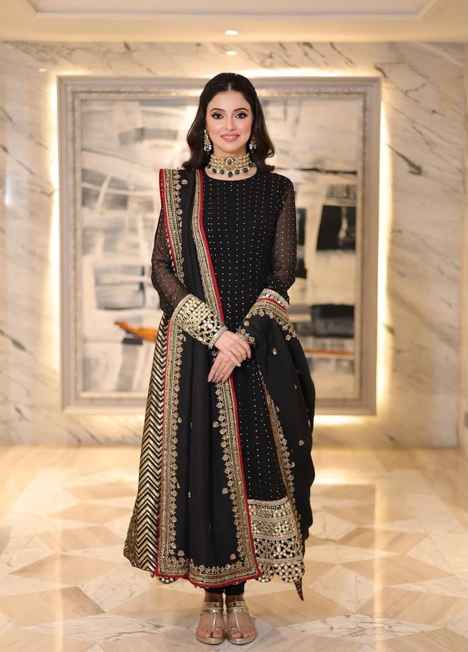 Kunza Black Royal Anarkali Set