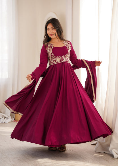 Luxury Dark Pink Anarkali Suit Set