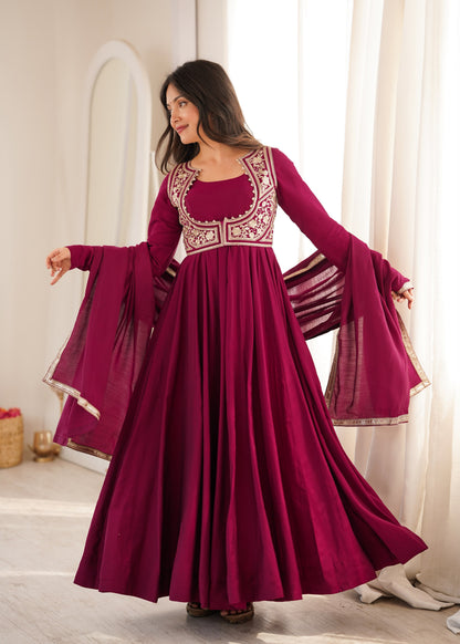 Luxury Dark Pink Anarkali Suit Set