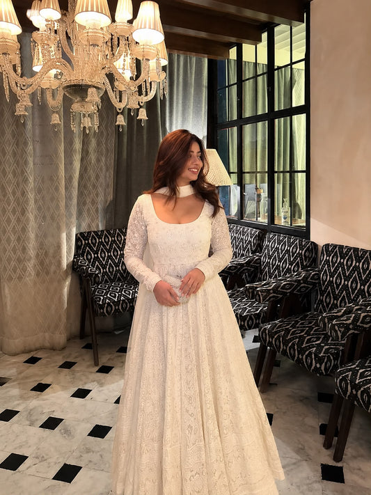Premium Lakhnavi Embroidered Anarkali Suit Set