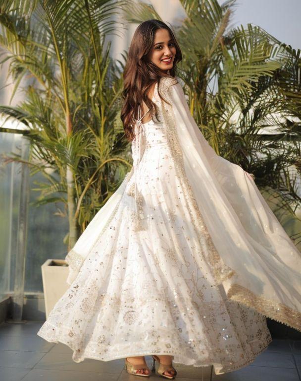 Shivali Trendy  White  Anarkali Suit Set
