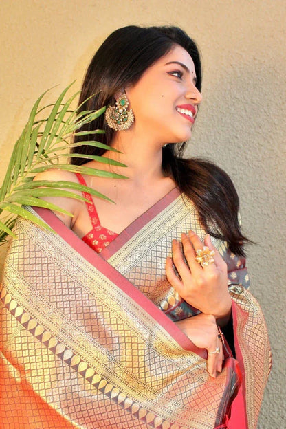 Women's Soft Silk Banarasi Saree for Party Wear
