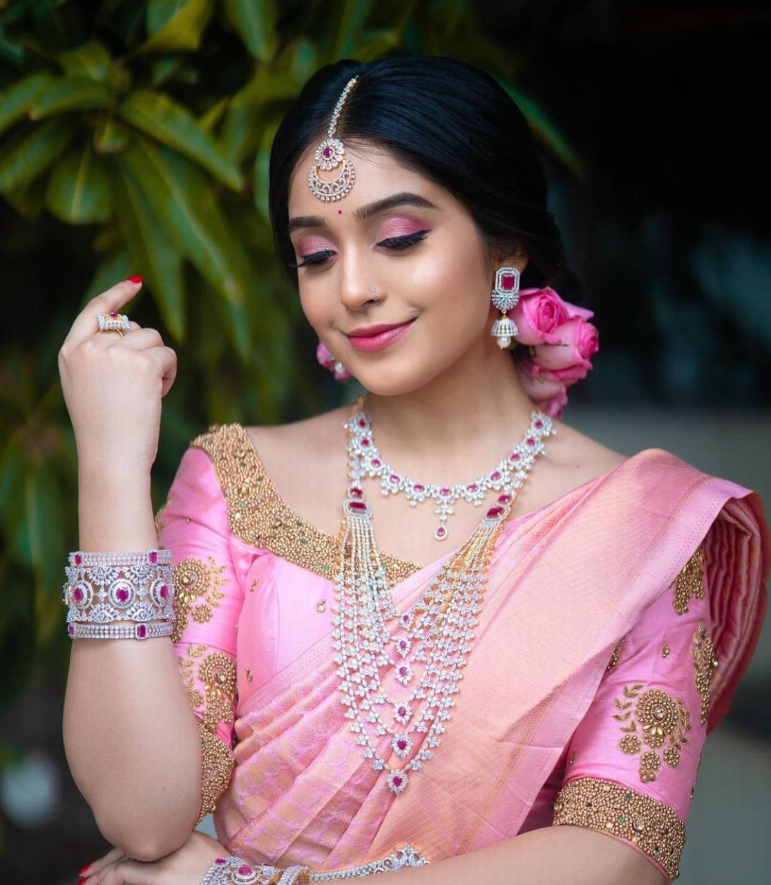 Pink Soft Silk Banarasi Saree for wedding
