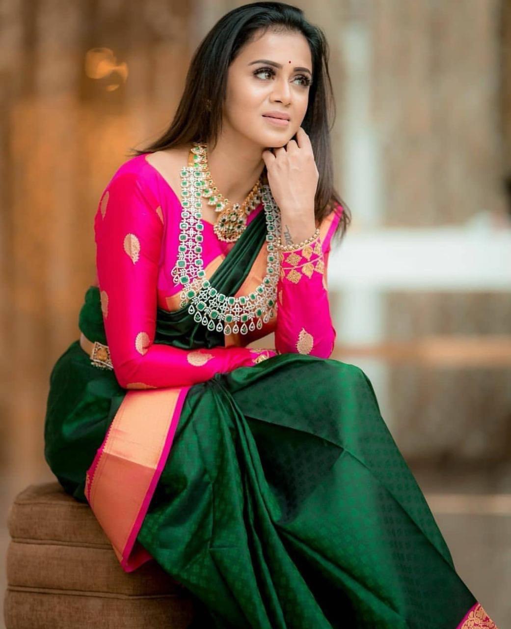 Kanchipuram Soft Lichi Silk Saree with Jacquard Border