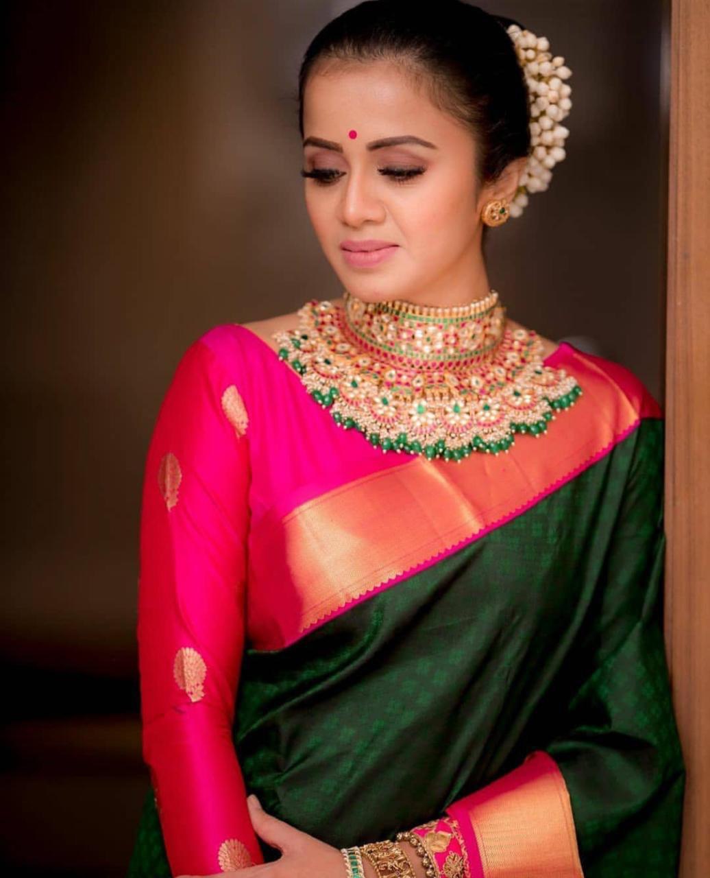 Kanchipuram Soft Lichi Silk Saree with Jacquard Border