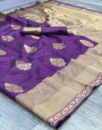 Blue Soft Lichi Silk Linen Saree with Zari Woven Design
