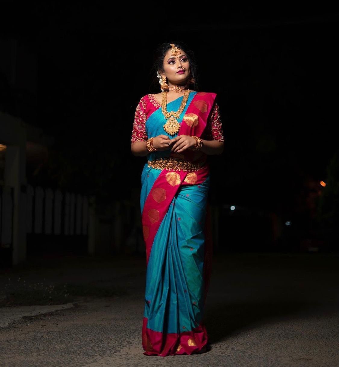 Sky Blue Banarasi Pure Silk Saree with Embroidery Blouse