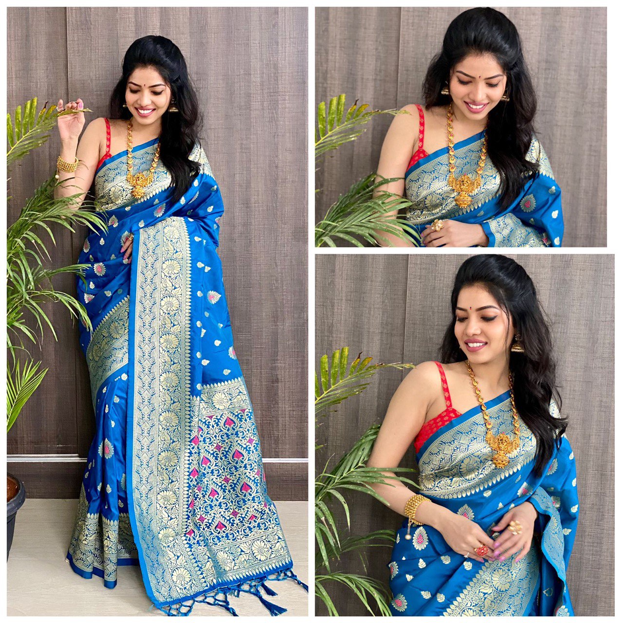 Blue Soft Silk jacquard Saree with Zari Weaving Work
