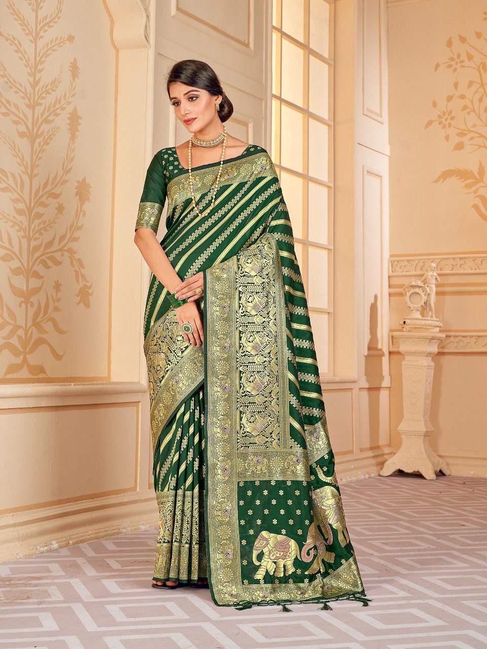 Green Paithani Pure Soft Silk Saree With Rich Pallu