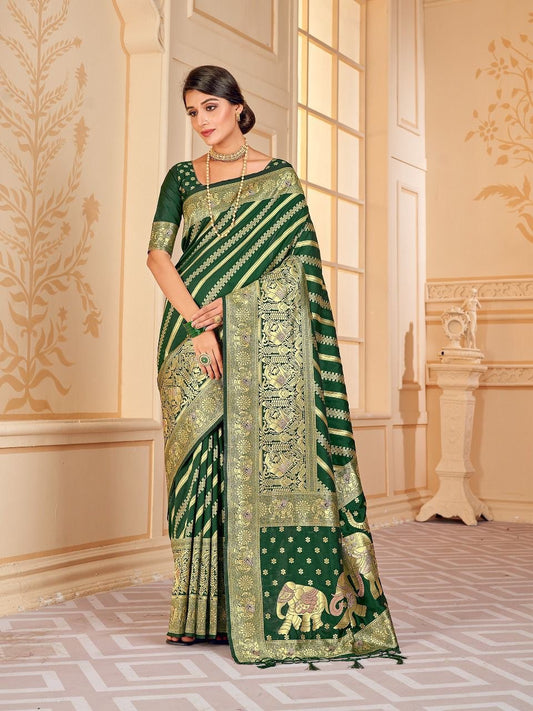 Green Paithani Pure Soft Silk Saree With Rich Pallu