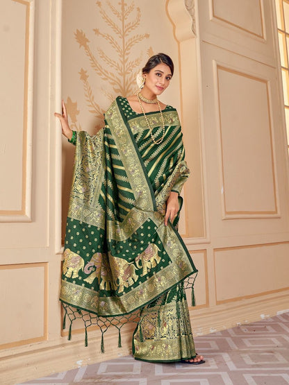 Green Paithani Pure Soft Silk Saree With Rich Pallu