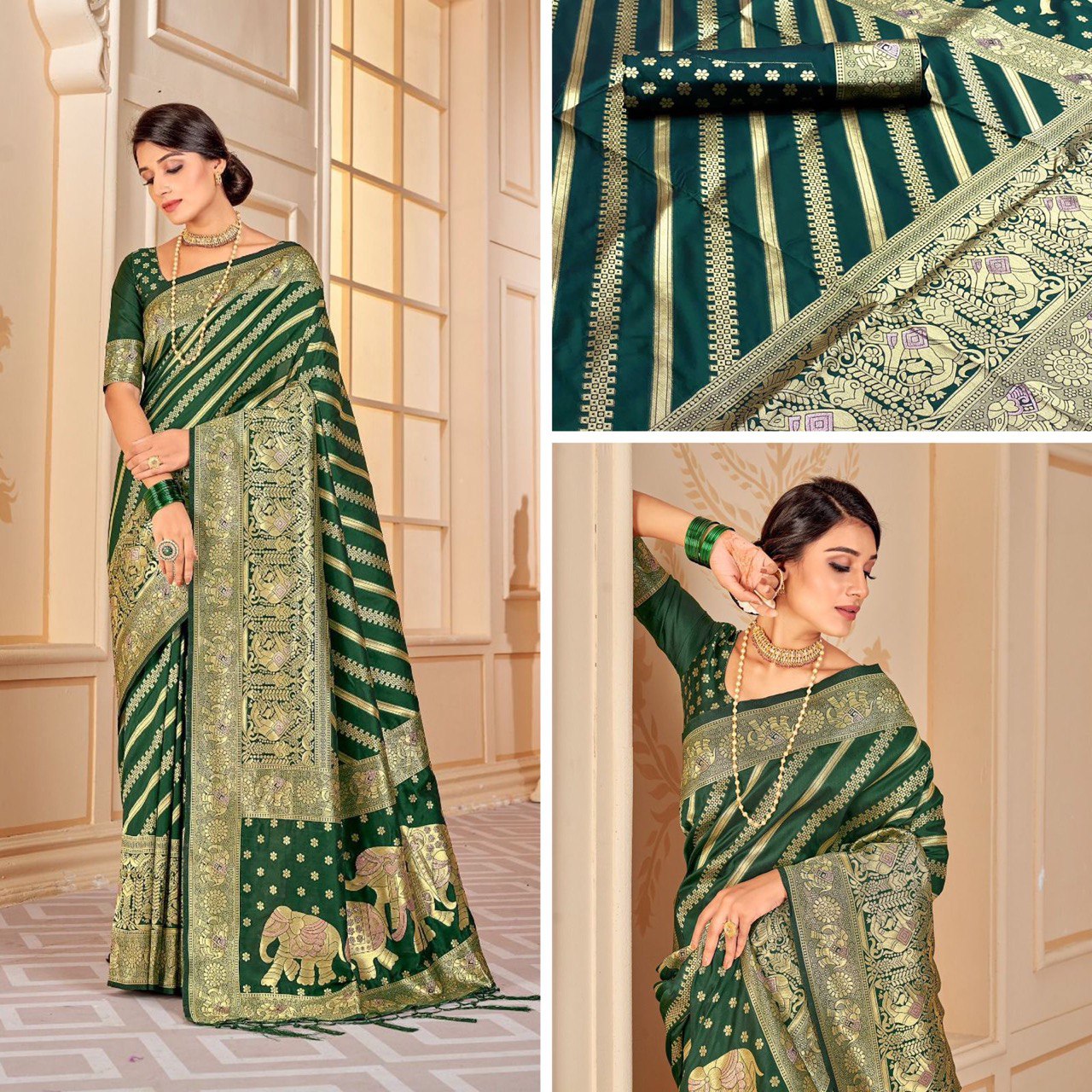 Green Paithani Pure Soft Silk Saree With Rich Pallu
