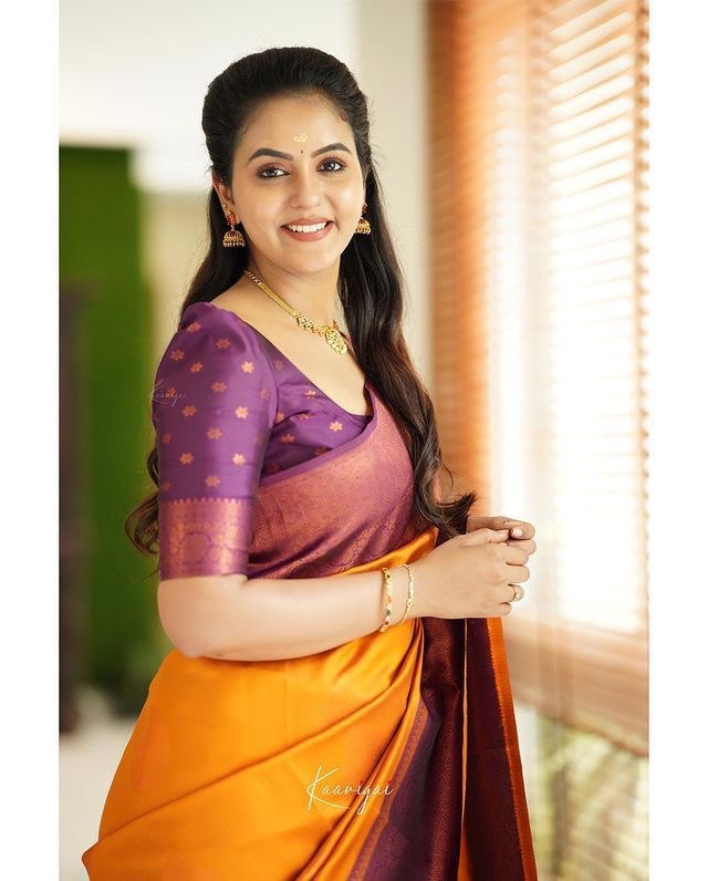 Yellow Kadwa Weave Lichi Silk Saree for Women