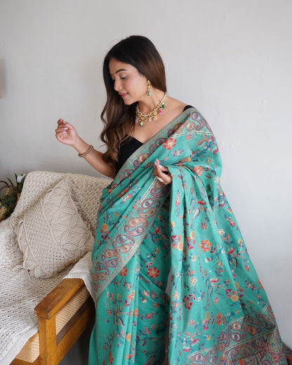 Kashmiri Pure Zari Weaving Saree for Indian Weddings