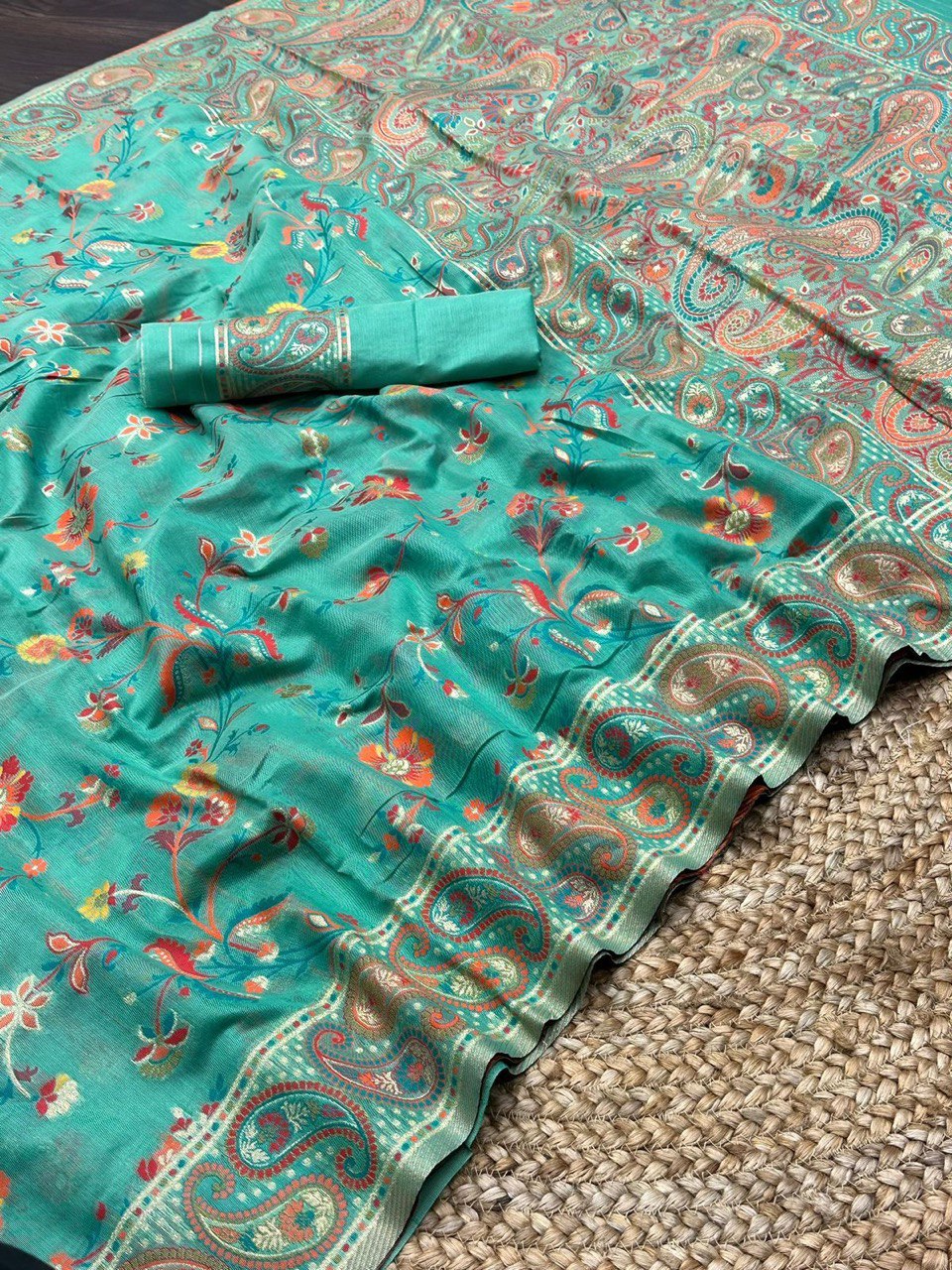 Kashmiri Pure Zari Weaving Saree for Indian Weddings