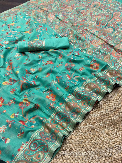 Kashmiri Pure Zari Weaving Saree for Indian Weddings
