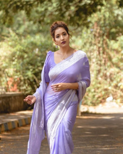 Pure Banarasi Khadi Chiffon Saree for Traditional Wear
