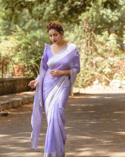 Pure Banarasi Khadi Chiffon Saree for Traditional Wear