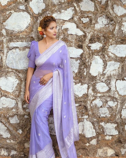 Pure Banarasi Khadi Chiffon Saree for Traditional Wear