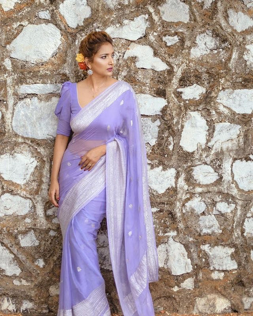 Pure Banarasi Khadi Chiffon Saree for Traditional Wear