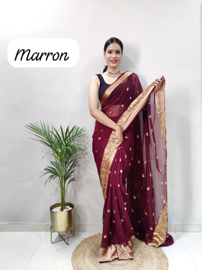Georgette Soft Silk Saree with Zari Work