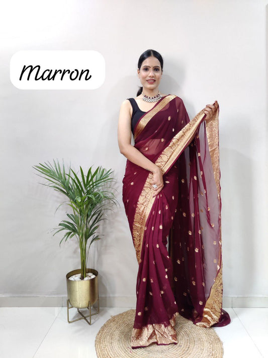 Georgette Soft Silk Saree with Zari Work