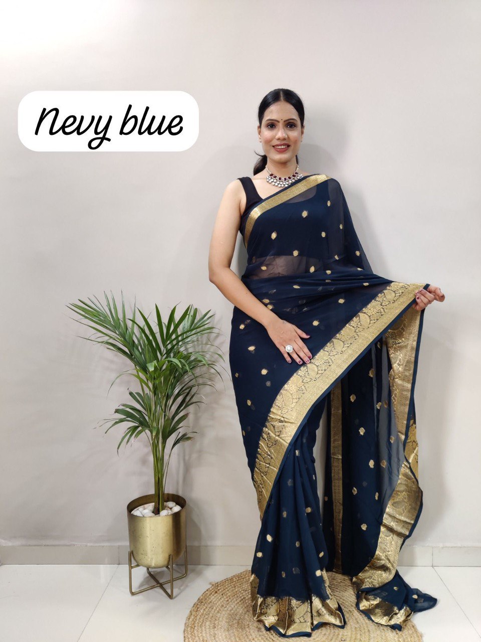 Georgette Soft Silk Saree with Zari Work