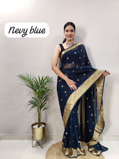 Georgette Soft Silk Saree with Zari Work