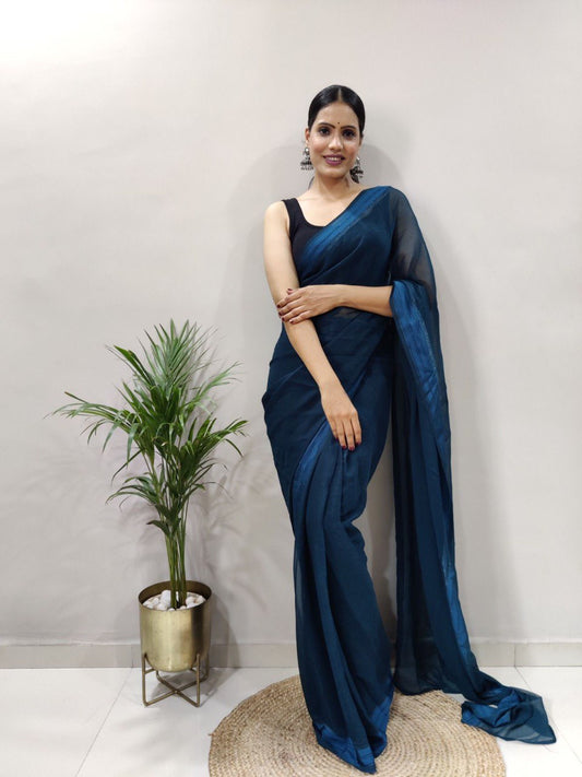 Multi Color Soft Silk Saree With Black Satin Blouse