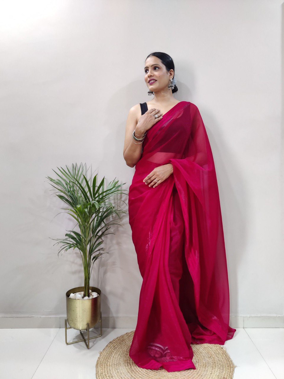 Multi Color Soft Silk Saree With Black Satin Blouse
